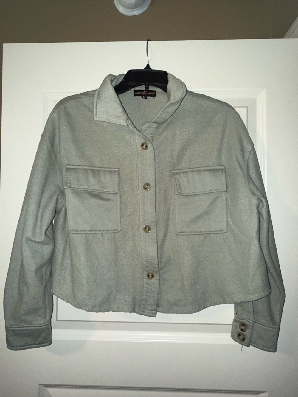 Green Cropped Button-Front Too